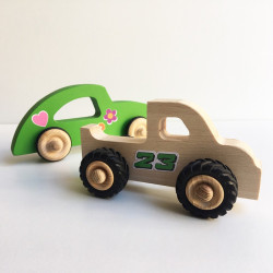 Henry le Pickup et Diane la voiture en bois avec stickers décoration - Photo 1