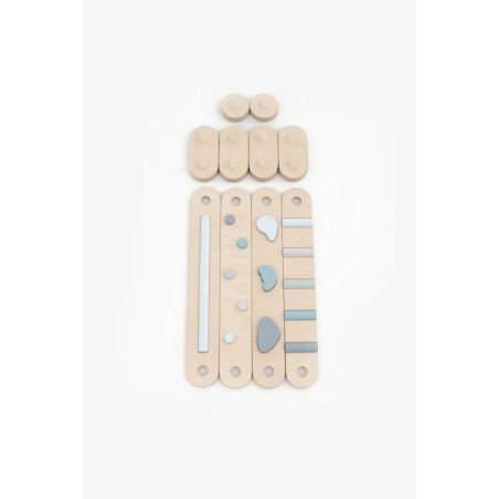 Hochet bébé en bois, perles noires, Montessori, 4 mois +