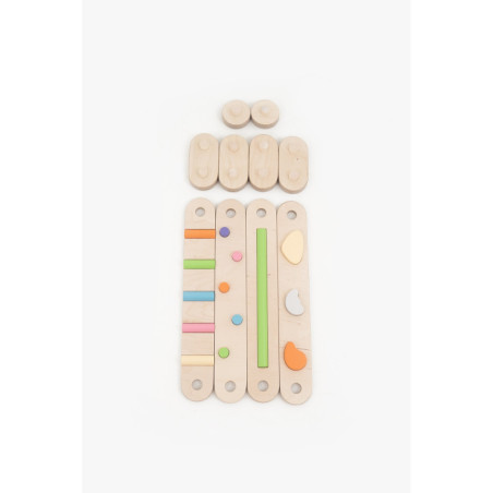 Hochet bébé en bois, perles claires, Montessori, 4 mois +