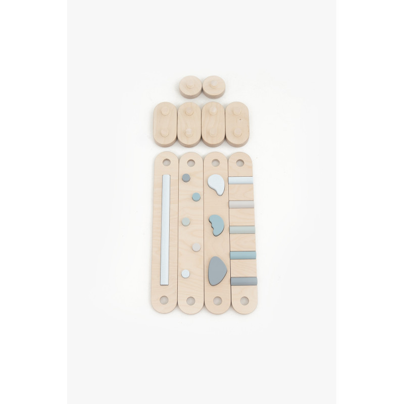 Poutre d’équilibre Montessori en bois – 4 barres bleu