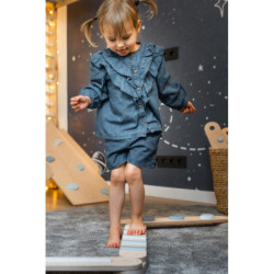 Poutre d’équilibre Montessori en bois – 4 barres bleu