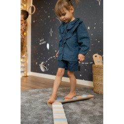 Poutre d’équilibre Montessori en bois – 4 barres bleu