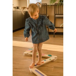 Poutre d’équilibre Montessori en bois – 4 barres multicolore