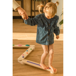 Poutre d’équilibre Montessori en bois – 4 barres multicolore