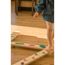 Poutre d’équilibre Montessori en bois – 4 barres multicolore