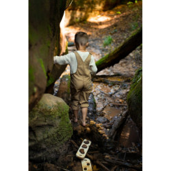 Poutre d’équilibre Montessori en bois – 4 barres bois foncé