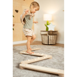 Poutre d’équilibre Montessori en bois – 4 barres bois naturel