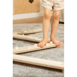Poutre d’équilibre Montessori en bois – 4 barres bois naturel