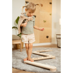 Poutre d’équilibre Montessori en bois – 4 barres bois naturel