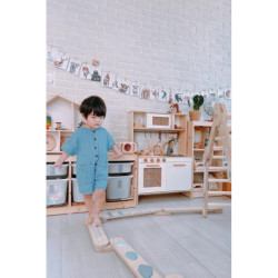 Poutre d’équilibre Montessori en bois – 6 barres bleu