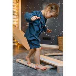 Poutre d’équilibre Montessori en bois – 6 barres bleu