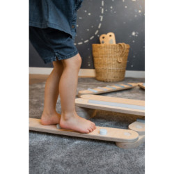 Poutre d’équilibre Montessori en bois – 6 barres bleu