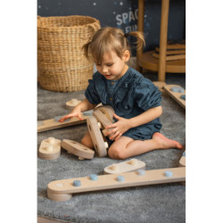 Poutre d’équilibre Montessori en bois – 6 barres bleu