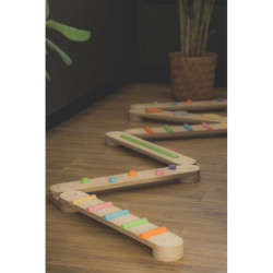 Poutre d’équilibre Montessori en bois – 6 barres multicolore