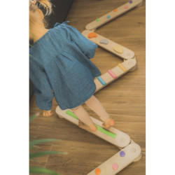 Poutre d’équilibre Montessori en bois – 6 barres multicolore
