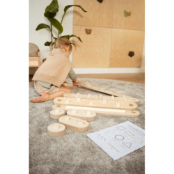 Poutre d’équilibre Montessori en bois – 6 barres bois naturel