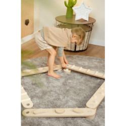 Poutre d’équilibre Montessori en bois – 6 barres bois naturel