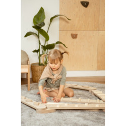 Poutre d’équilibre Montessori en bois – 6 barres bois naturel