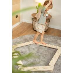 Poutre d’équilibre Montessori en bois – 6 barres bois naturel