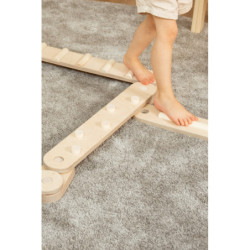 Poutre d’équilibre Montessori en bois – 6 barres bois naturel