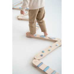 Poutre d’équilibre Montessori en bois – 8 barres bleu