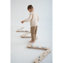 Poutre d’équilibre Montessori en bois – 8 barres bleu