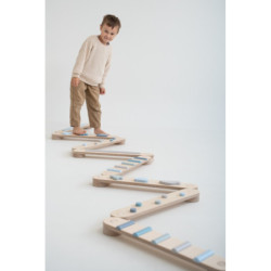 Poutre d’équilibre Montessori en bois – 8 barres bleu