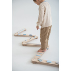 Poutre d’équilibre Montessori en bois – 8 barres bleu