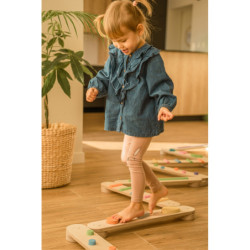 Poutre d’équilibre Montessori en bois – 8 barres multicolore