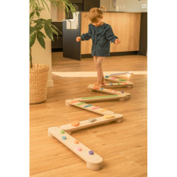Poutre d’équilibre Montessori en bois – 8 barres multicolore