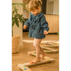 Poutre d’équilibre Montessori en bois – 8 barres multicolore