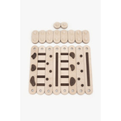 Poutre d’équilibre Montessori en bois – 8 barres bois foncé
