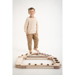 Poutre d’équilibre Montessori en bois – 8 barres bois foncé