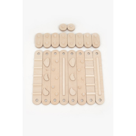 Poutre d’équilibre Montessori en bois – 8 barres bois naturel