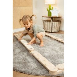 Poutre d’équilibre Montessori en bois – 8 barres bois naturel