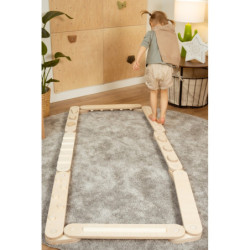 Poutre d’équilibre Montessori en bois – 8 barres bois naturel