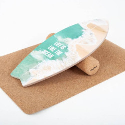 Planche de surf Montessori en bois – Avec rouleau et tapis