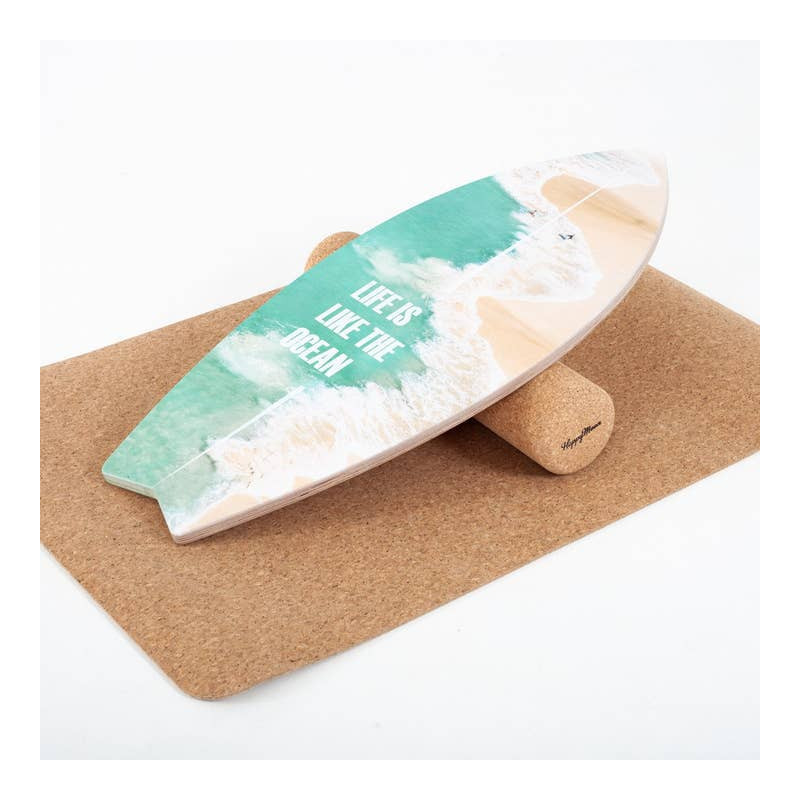 Planche de surf Montessori en bois – Avec rouleau et tapis