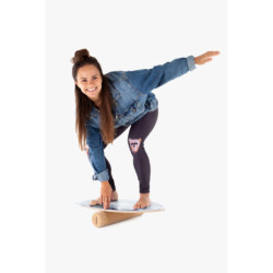 Planche d’équilibre Montessori en bois – surf avec rouleau