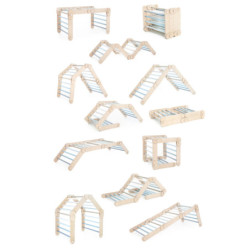 Climber bois naturel + rampe double face – Bar bleu