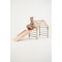 Climber bois naturel + rampe double face – Bar bleu