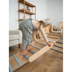 Climber bois naturel + rampe double face – Bar bleu