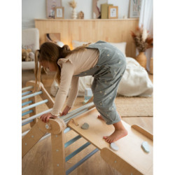 Climber bois naturel + rampe double face – Pierre bleu