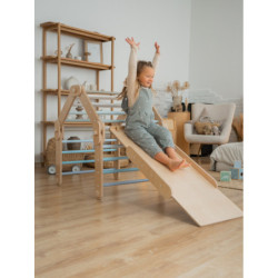 Climber bois naturel + rampe double face – Pierre bleu