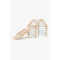 Climber bois naturel + rampe double face – Pierre bleu