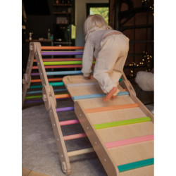 Climber bois naturel + rampe double face – Bar multicolore