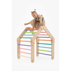 Climber bois naturel + rampe double face – Bar multicolore