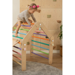Climber bois naturel + rampe double face – Bar multicolore