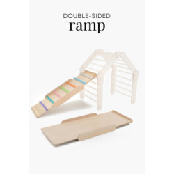 Climber bois naturel + rampe double face – Bar multicolore