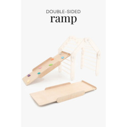 Climber bois naturel + rampe double face – Pierre multicolore
